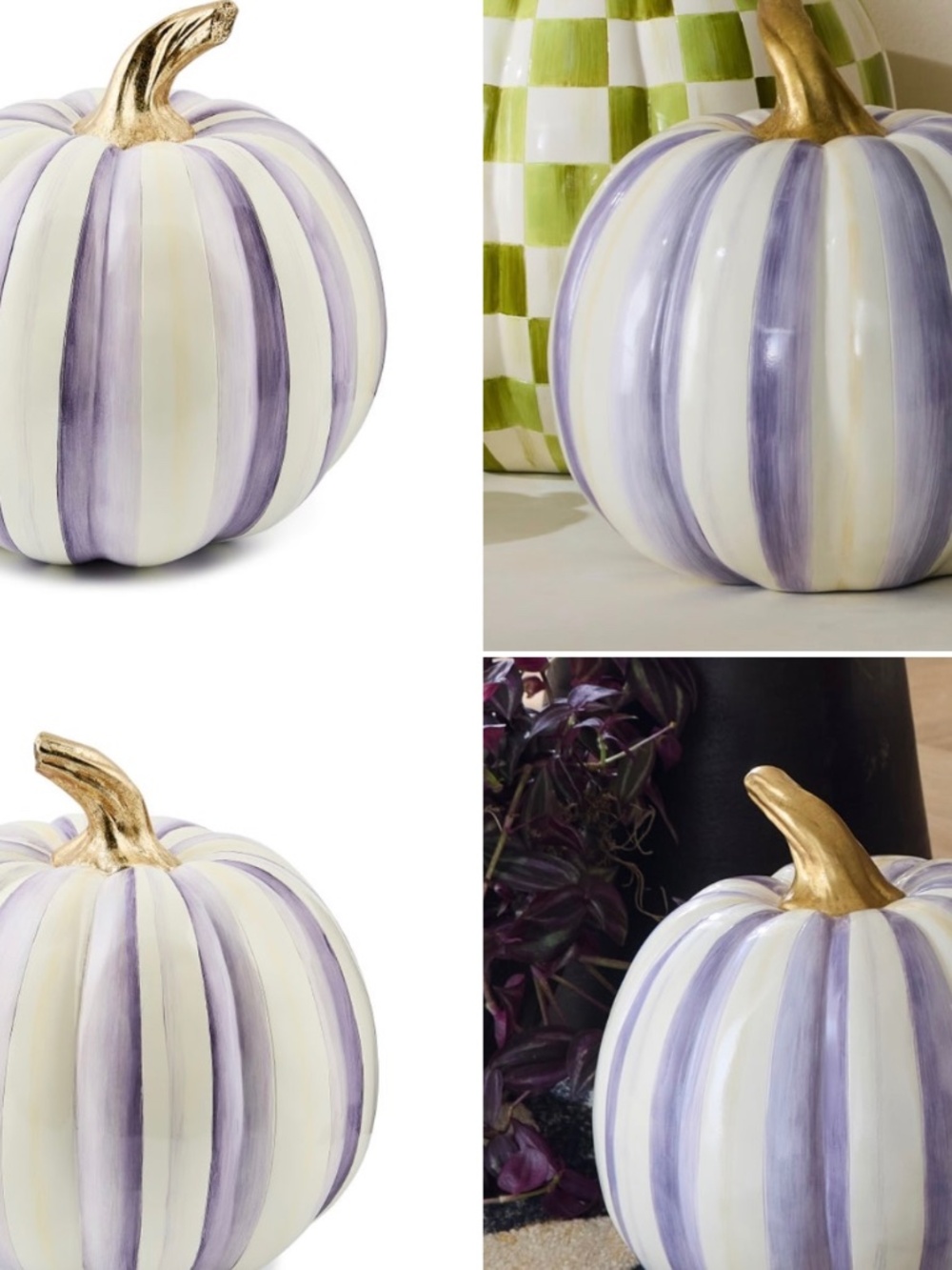 Mackenzie-Childs Violet Stripe Medium Pumpkin 10.5" New in Box